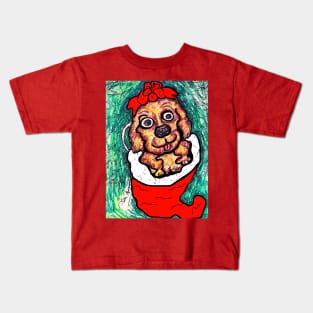 A Christmas Puppy in a Christmas Tree Kids T-Shirt